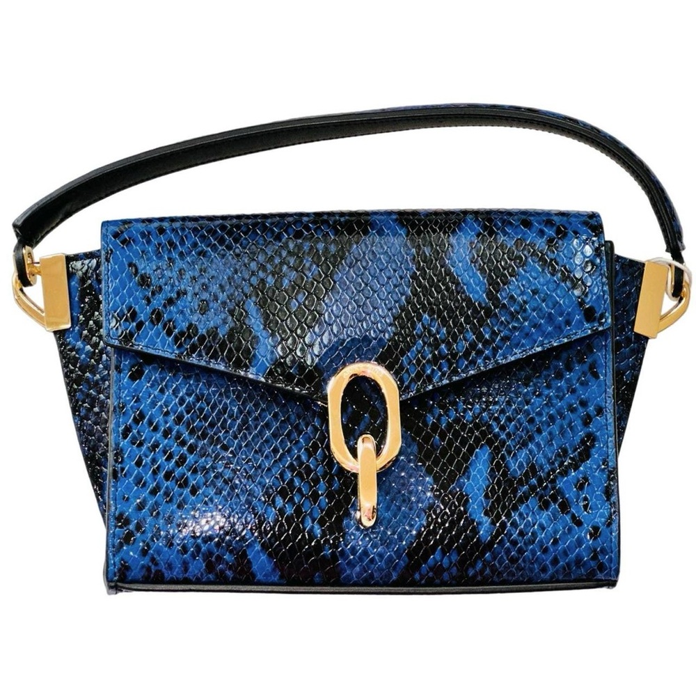 ANINE BING Mini Colette Bag in Blue snake-embossed texture